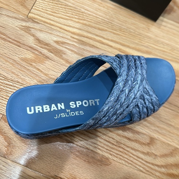 J/Slides urban sport denim raffia Quincy slides size 7 - Picture 7 of 7